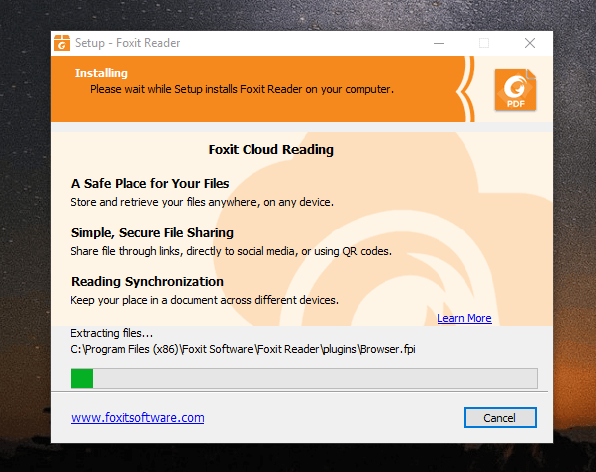 Install Foxit Reader on your PC.