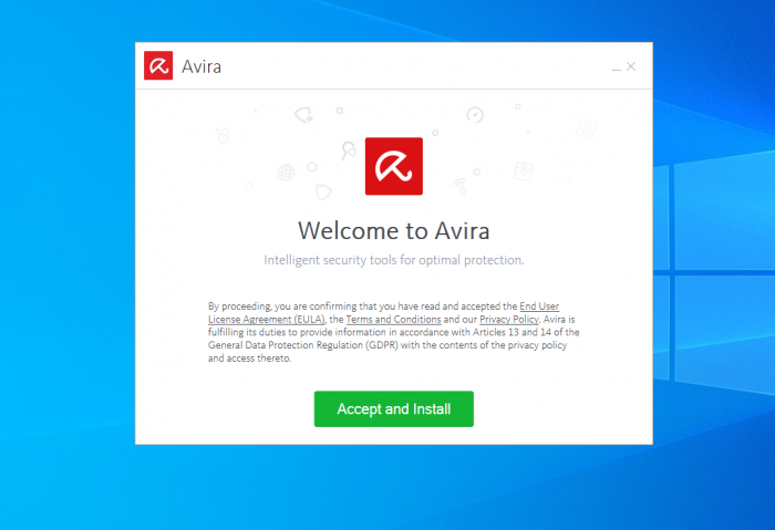 Tap Accept and Install to install Avira Offline installer